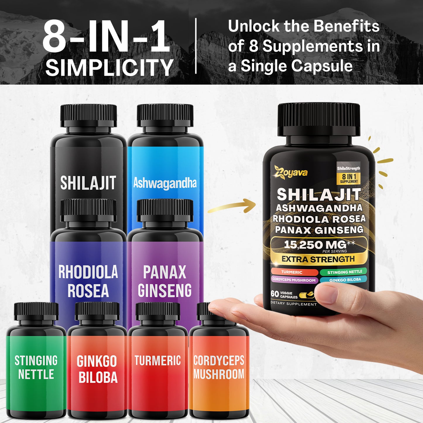 Elevate Your Vitality & Unleash Youthfulness: Revitalize Resveratrol 21,000MG & Shilajit Power ShilaStrength Blend 15,250MG