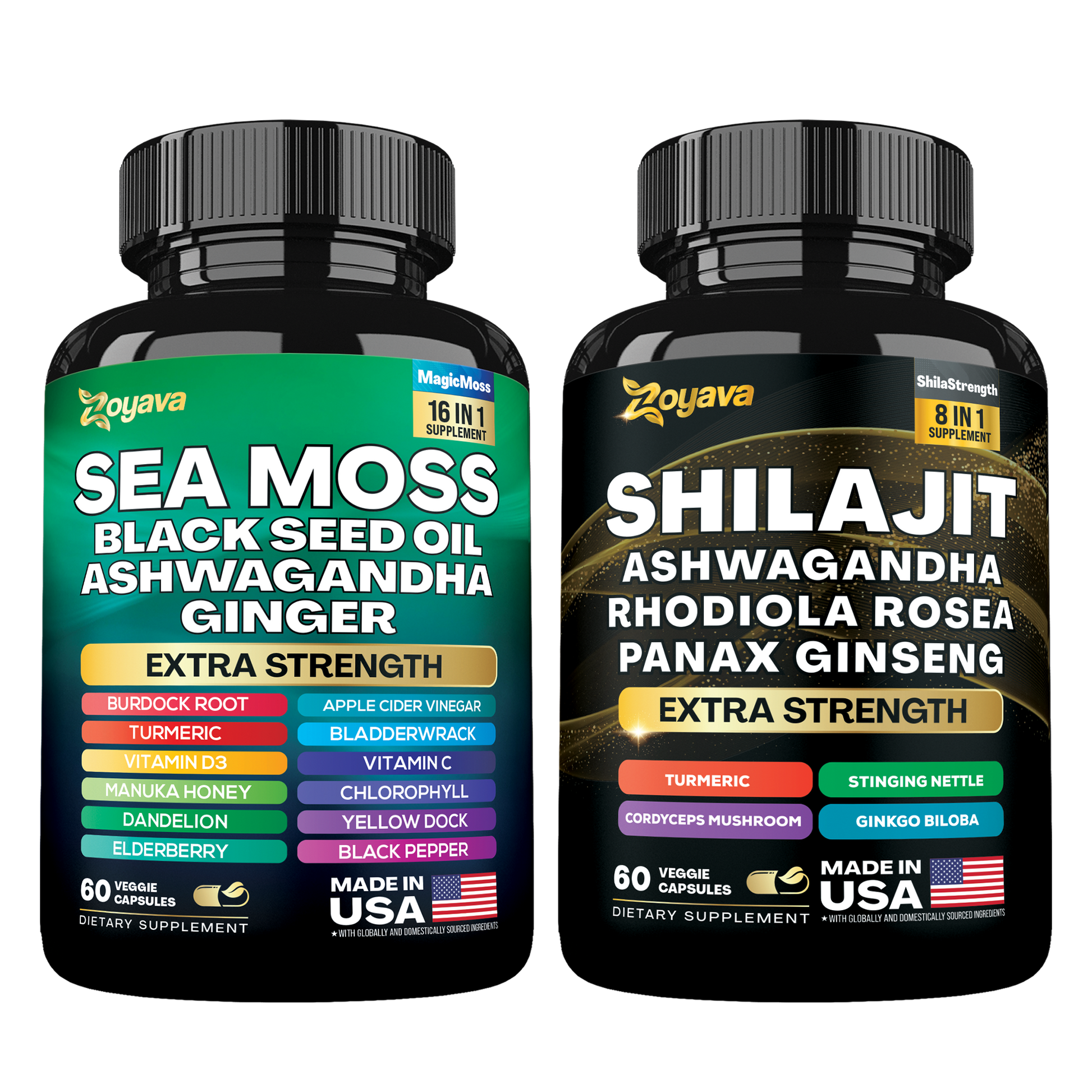 Dynamic Vitality Boost Duo: Sea Moss & Shilajit – Zoyava