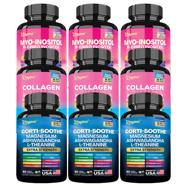 She Shines Set - Zoyava Ultimate Women's All-in-One Supplement with Corti-Soothe, Myo-Inositol, Collagen & Extra Strength Ingredients