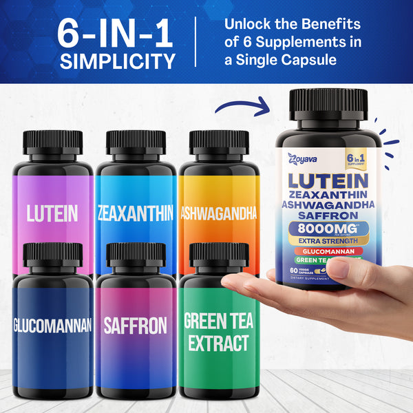 Ultimate Bundle: SightShield Lutein and Zeaxanthin Supplements 8000 MG and Saffron ZestyZen Blend - 4,000MG