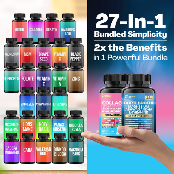 Shining Serenity Set - Corti-Soothe & Cosmic Collagen Bundle: Wellness & Beauty Supplements