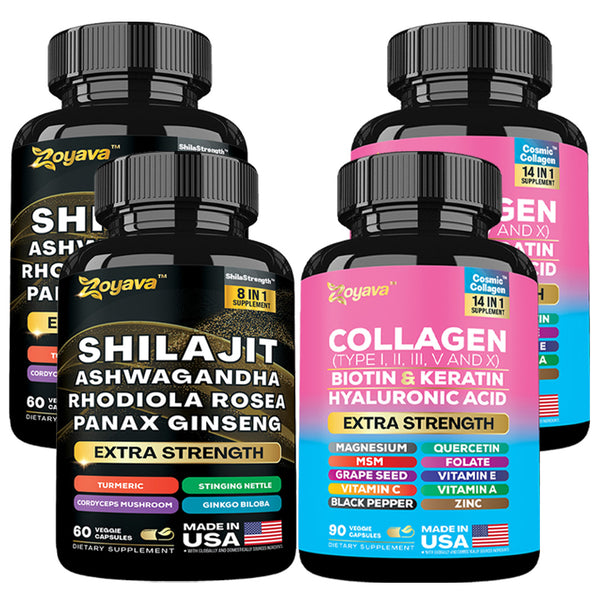 Empower Beauty & Vitality: Shilajit ShilaStrength Blend & Cosmic Collagen Fusion
