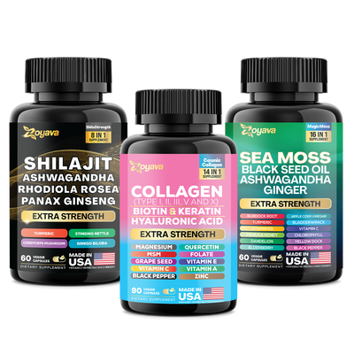 Vitality & Radiance Trio: Sea Moss Magic, Shilajit Power, & Cosmic Collagen Complex
