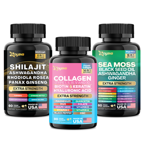 Vitality & Radiance Trio: Sea Moss Magic, Shilajit Power, & Cosmic Collagen Complex