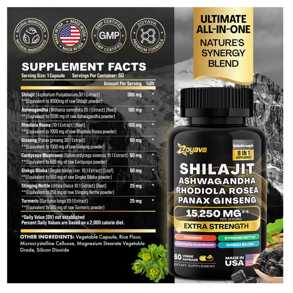 Powerful Duo for Immunity, Gut Health, and Vitality: Bovine Colostrum Capsules (5250MG) & Shilajit Power ShilaStrength Blend (15,250MG)