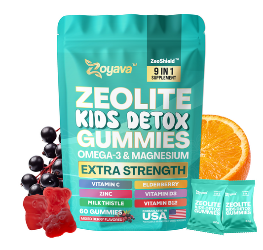 Zoyava Zeolite Kids Detox Gummies Mixed Berry Flavored All-in-One 60 Gummies for Detox, Immunity, and Overall Wellness