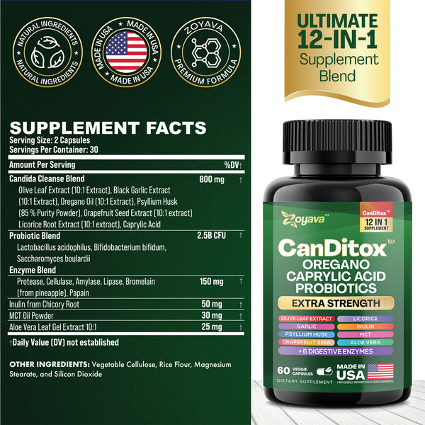 Candida Cleanse Balance: Gut Health, Immunity, Stress Support & Anti-Aging – 60 Vegan Capsules