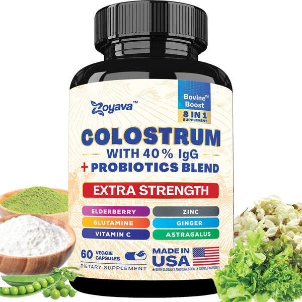 Highly Potent Bovine Colostrum Capsules - 5250 MG with 40% IgG & Probiotics for Immunity, Gut Health, and General Wellness
