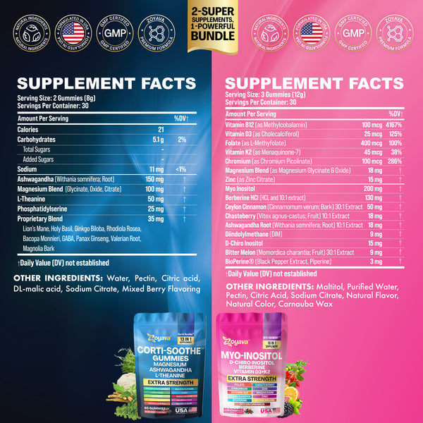 Total Mind & Body Harmony Bundle – Myo-Harmony 16-in-1 + Ultimate Corti-Soothe Stress Relief – 150 Gummies