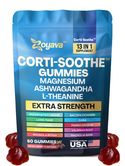 Ultimate Corti-Soothe Balance: Stress Relief, Calm, and Cognitive Boost - 60 Mixed Berry Gummies