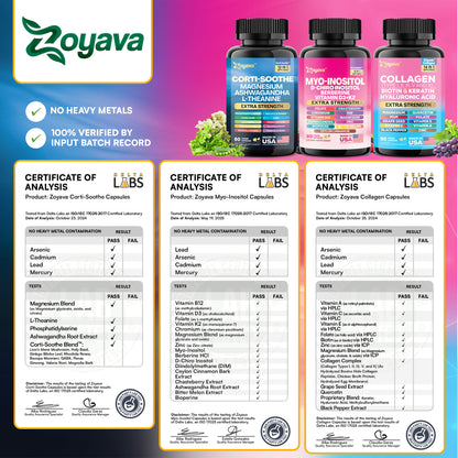 She Shines Set - Zoyava Ultimate Women's All-in-One Supplement with Corti-Soothe, Myo-Inositol, Collagen & Extra Strength Ingredients
