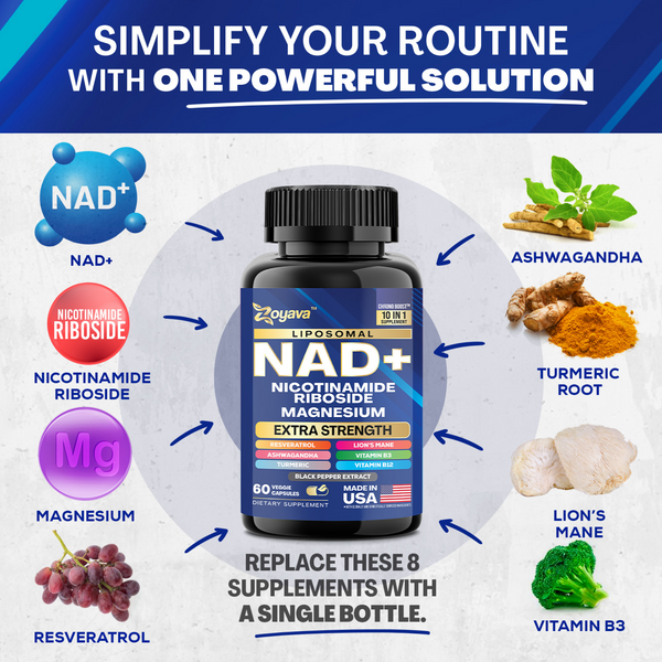 10-in-1 NAD+ Anti-Aging & Wellness Capsules – Skin, Immunity, Longevity & More