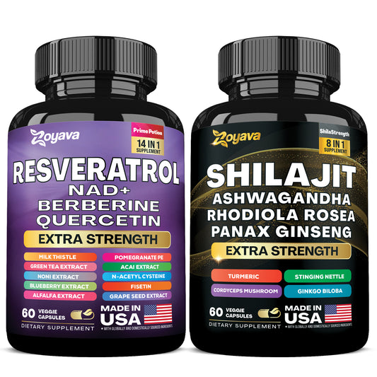 Elevate Your Vitality & Unleash Youthfulness: Revitalize Resveratrol 21,000MG & Shilajit Power ShilaStrength Blend 15,250MG