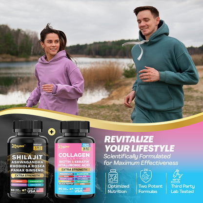 Empower Beauty & Vitality: Shilajit ShilaStrength Blend & Cosmic Collagen Fusion