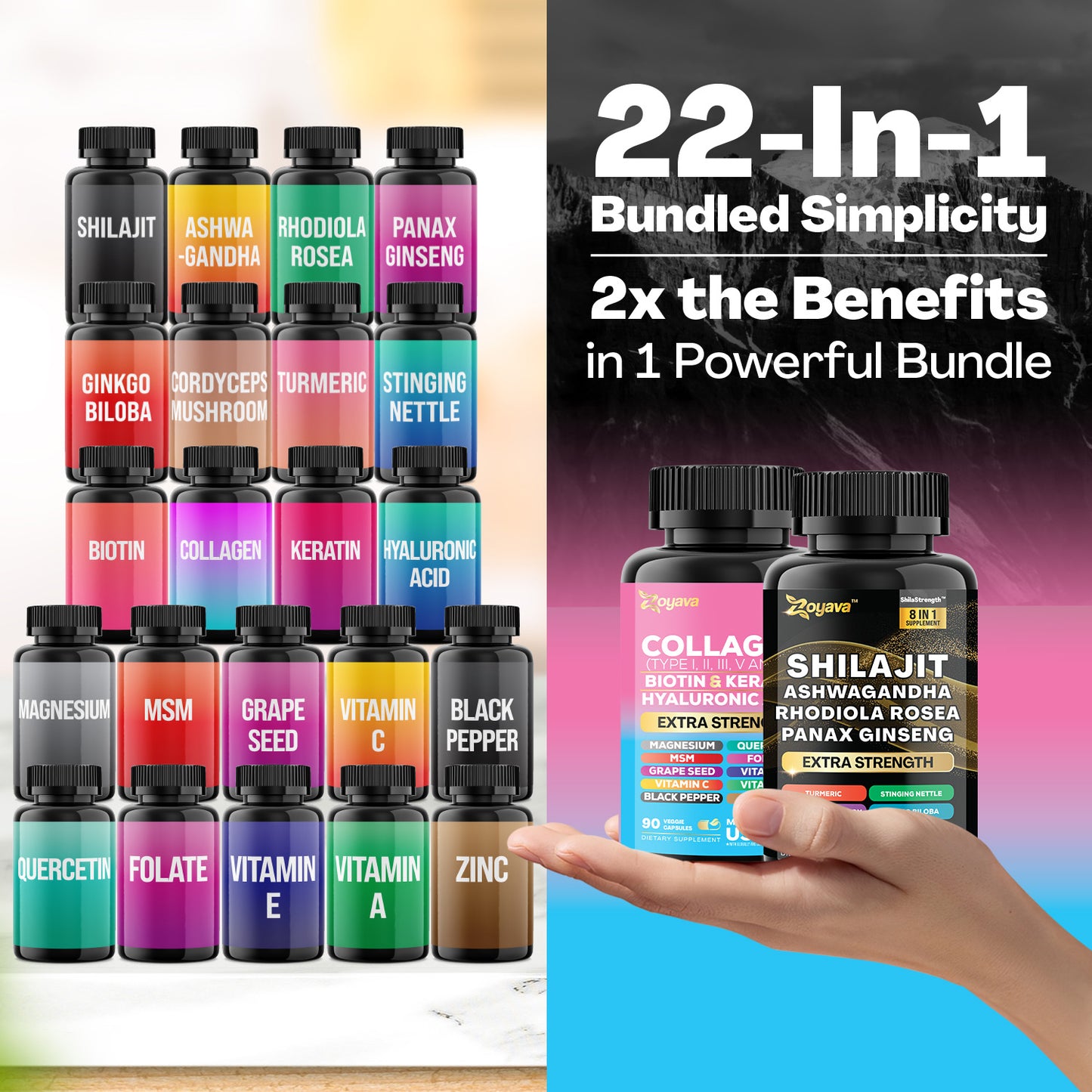 Empower Beauty & Vitality: Shilajit ShilaStrength Blend & Cosmic Collagen Fusion