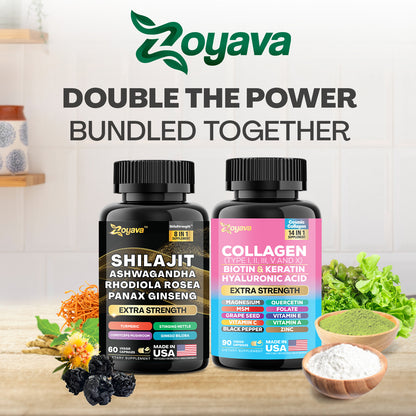 Empower Beauty & Vitality: Shilajit ShilaStrength Blend & Cosmic Collagen Fusion