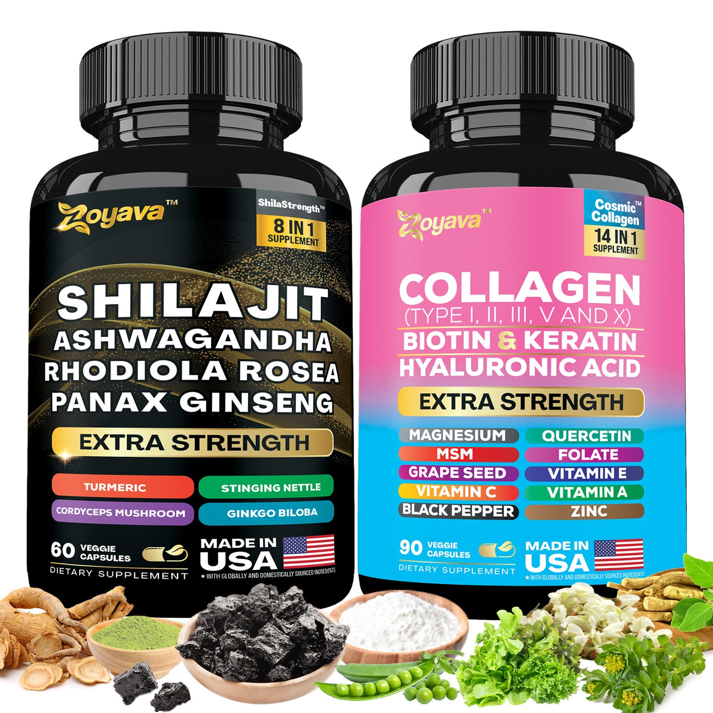 Empower Beauty & Vitality: Shilajit ShilaStrength Blend & Cosmic Collagen Fusion