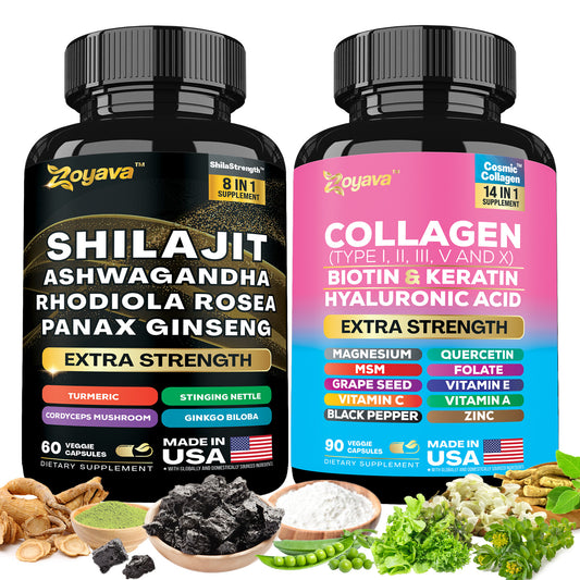 Empower Beauty & Vitality: Shilajit ShilaStrength Blend & Cosmic Collagen Fusion
