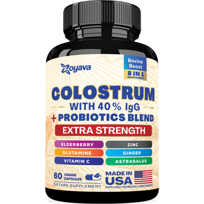 Highly Potent Bovine Colostrum Capsules - 5250 MG with 40% IgG & Probiotics for Immunity, Gut Health, and General Wellness