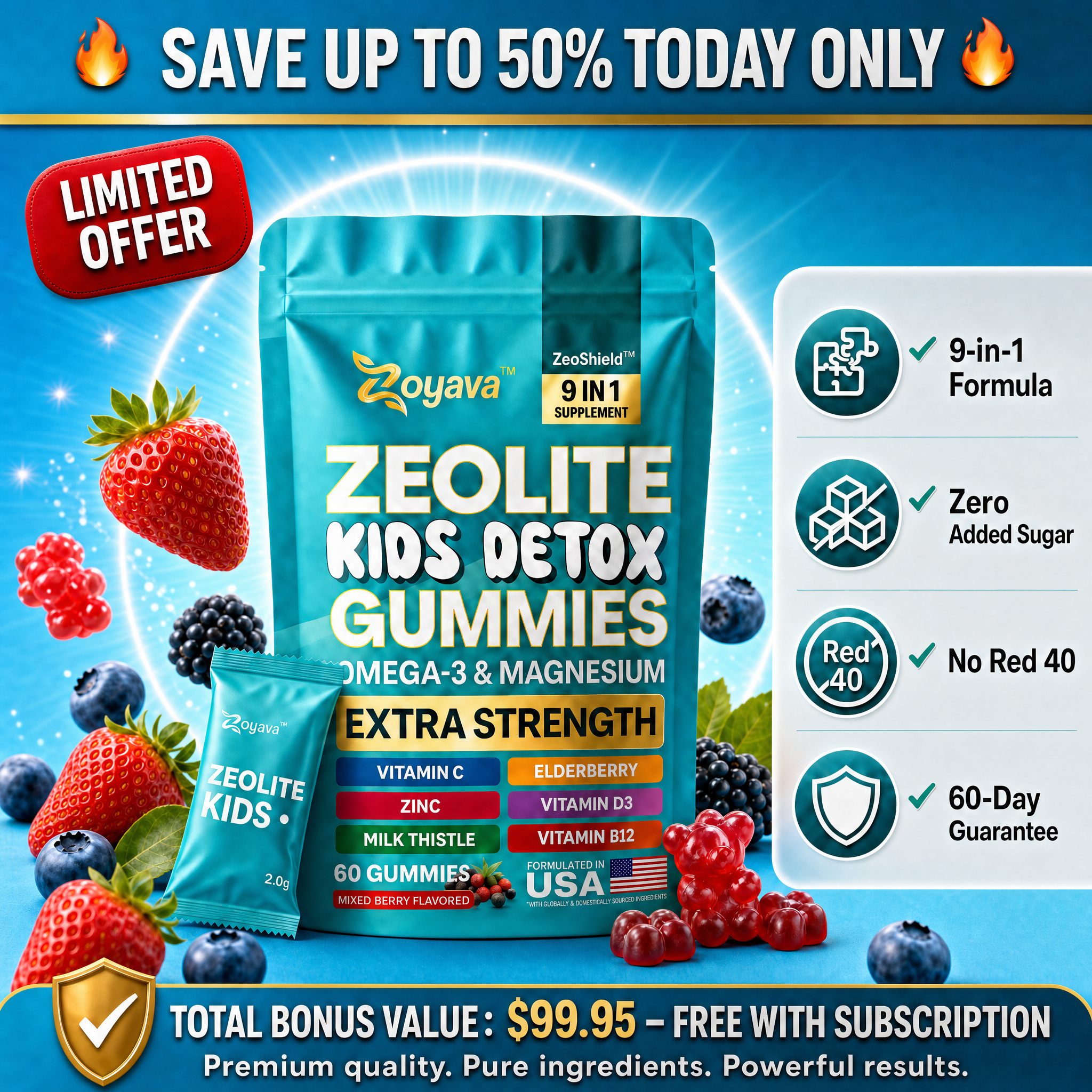 Zoyava ZeoShield™ Kids 9 in 1 Daily Gummies