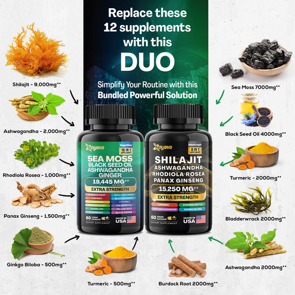 Dynamic Vitality Boost Duo: Sea Moss & Shilajit